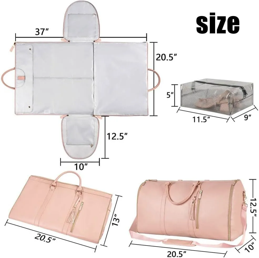 Luxemega 2-in-1 Convertible Duffel Bag, Large, White, Pink, Black