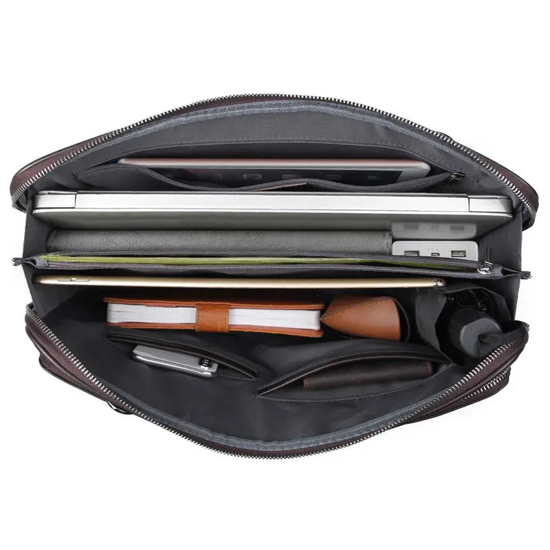 Luxury Leather Doctors Briefcase Business Bag Classic Designer Thick Leather Laptop Handbag