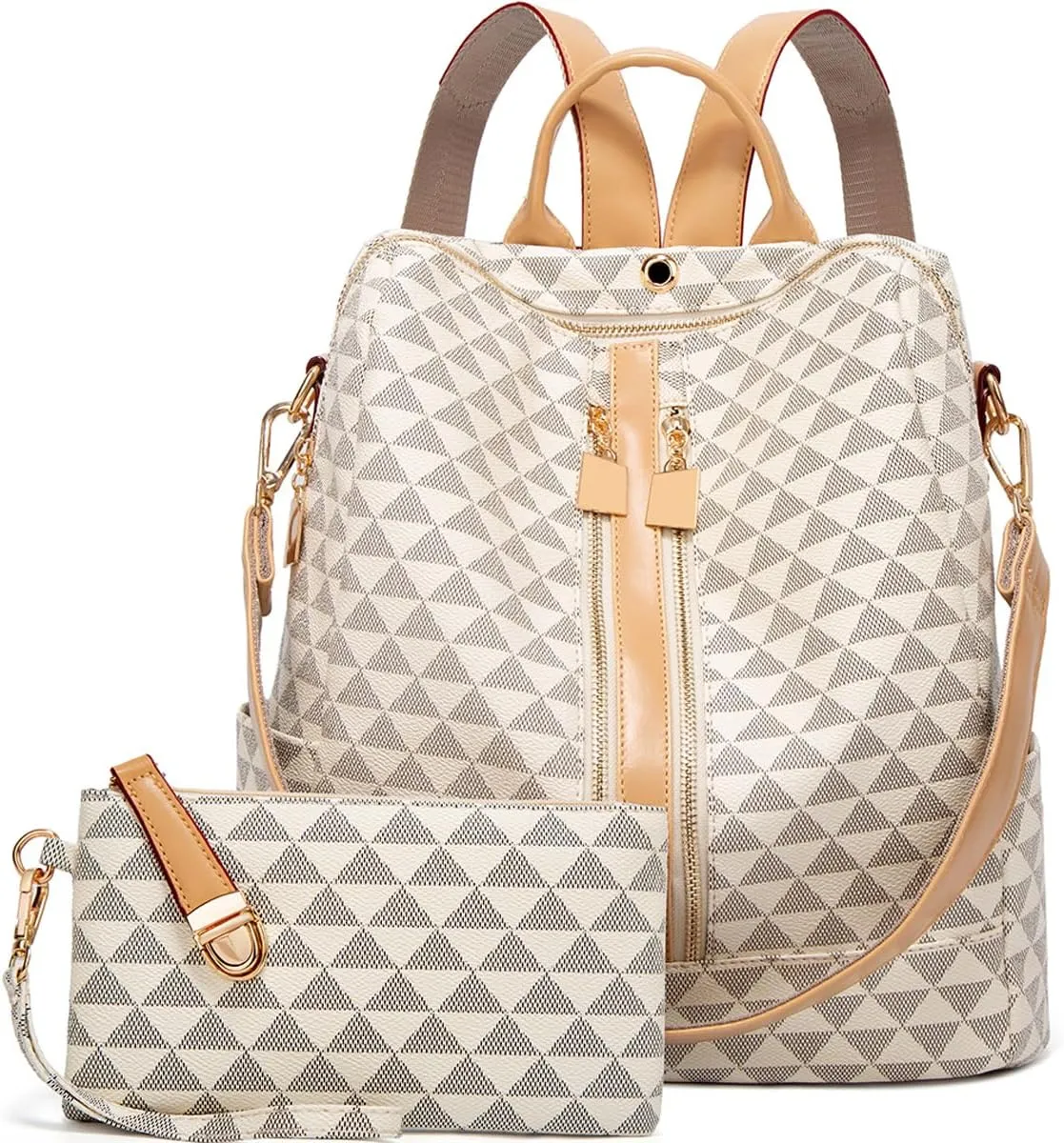 Makes Backpack Purse for Women PU Leather Travel Satchel Handbag Convertible Design Bag with Purse 2 Piece