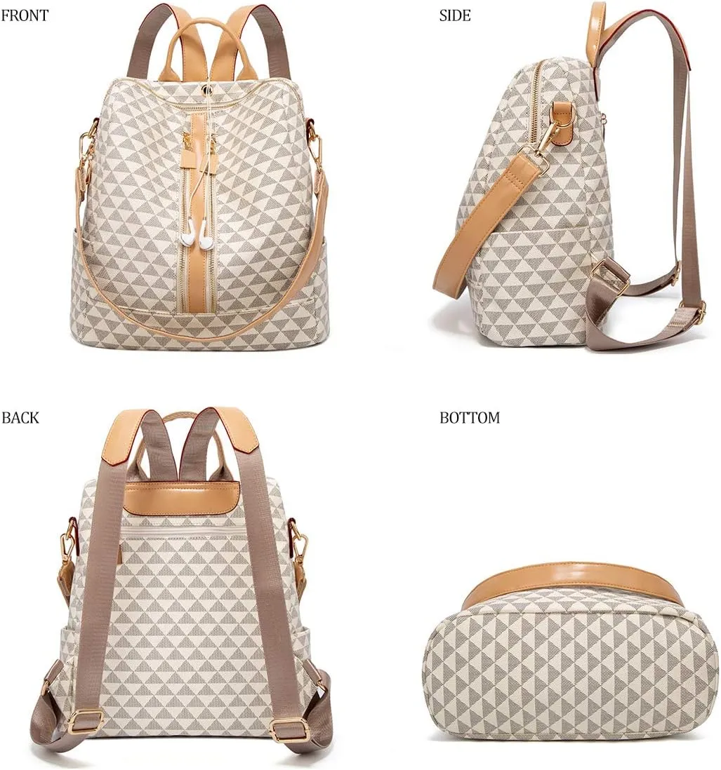 Makes Backpack Purse for Women PU Leather Travel Satchel Handbag Convertible Design Bag with Purse 2 Piece