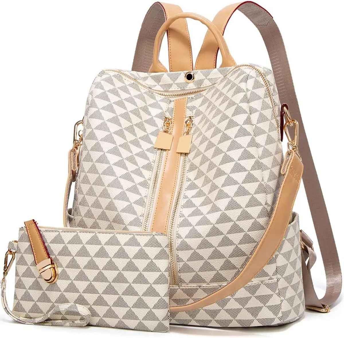 Makes Backpack Purse for Women PU Leather Travel Satchel Handbag Convertible Design Bag with Purse 2 Piece