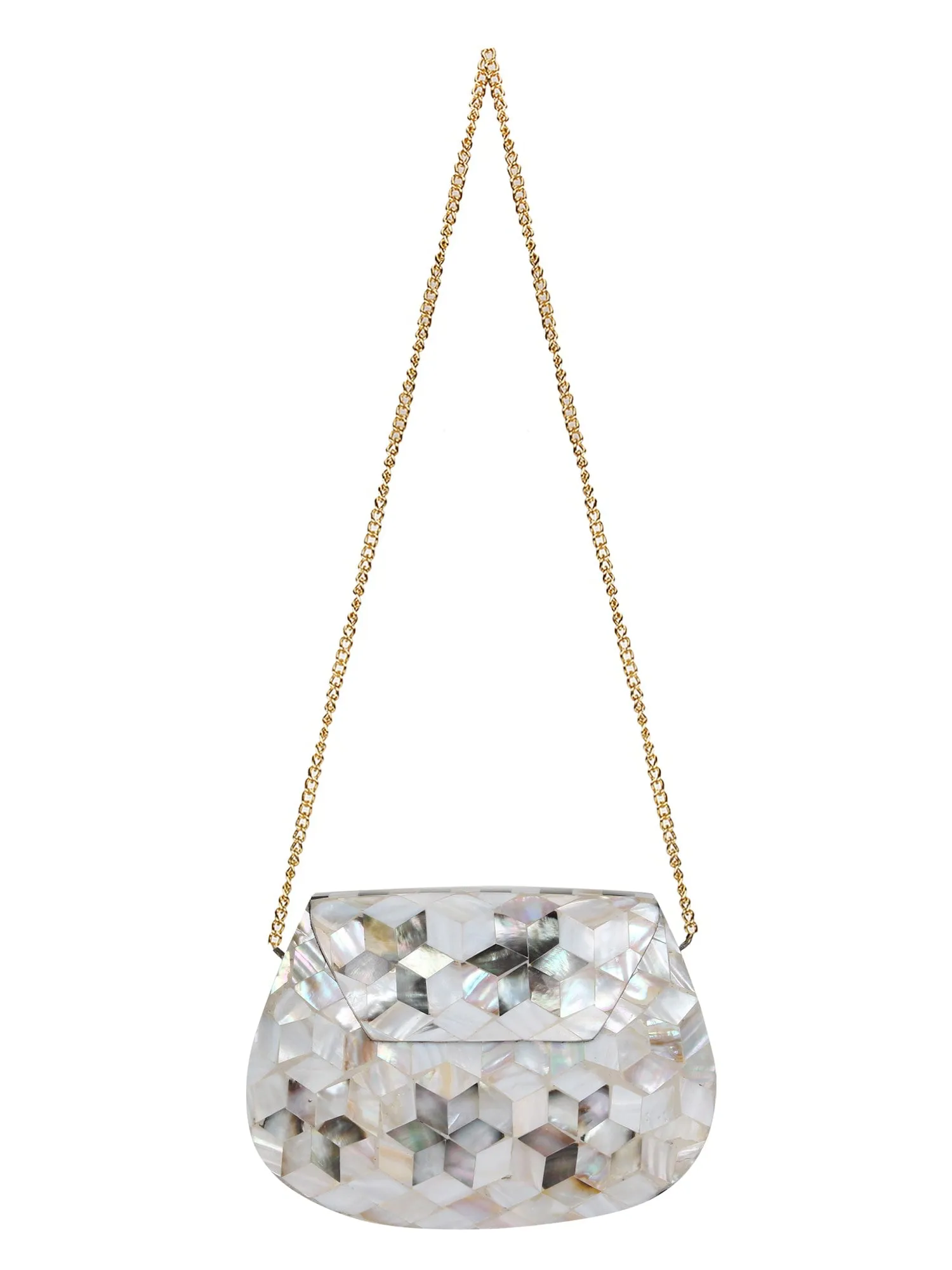 Marvelous Mosaic Metal Marble Clutch