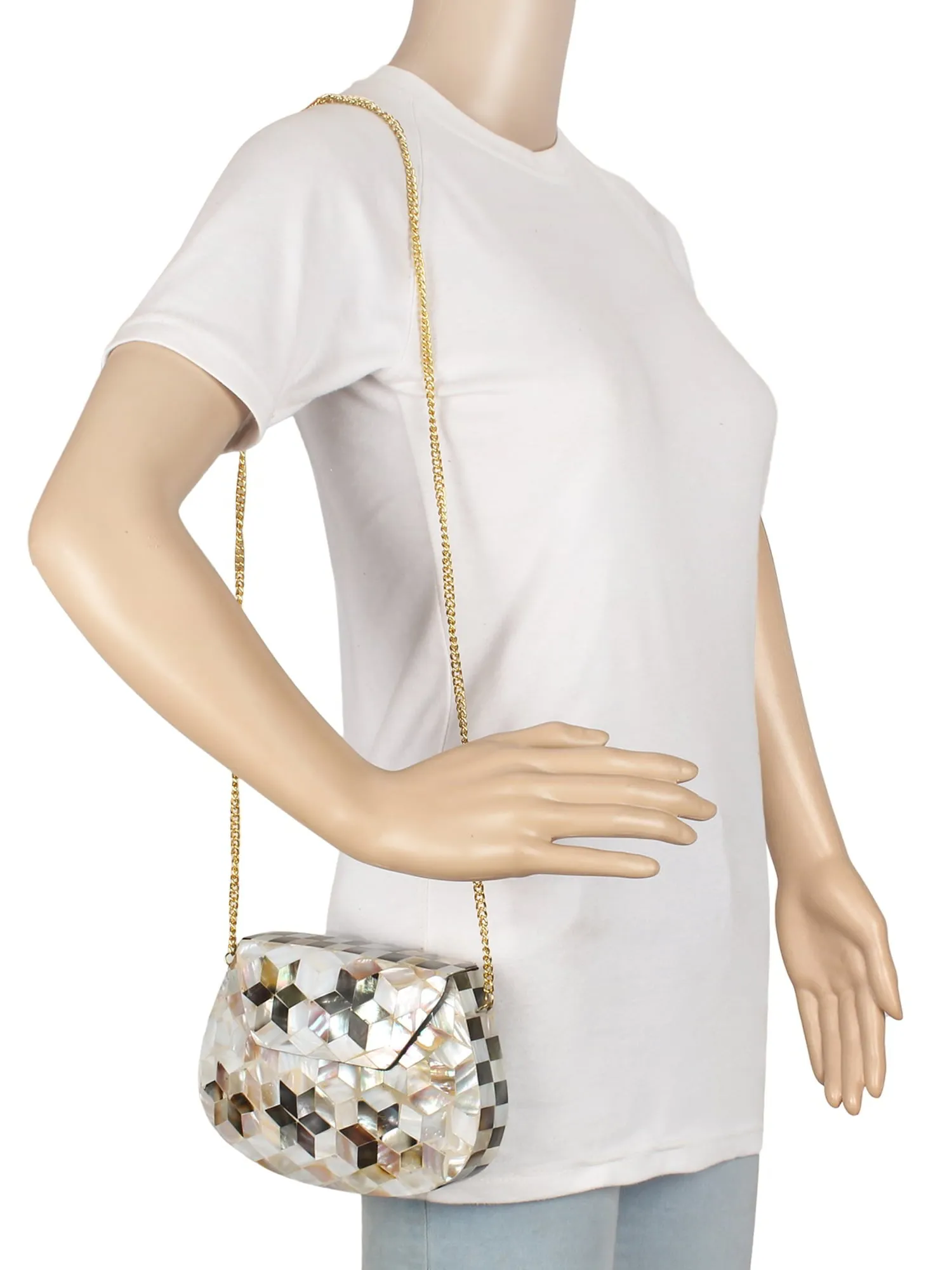 Marvelous Mosaic Metal Marble Clutch
