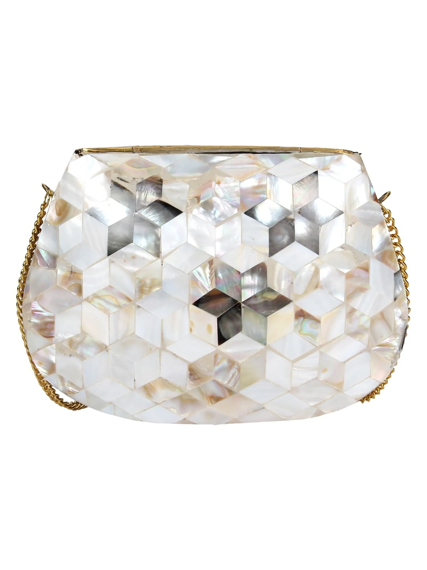 Marvelous Mosaic Metal Marble Clutch