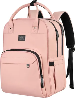 MATEIN Nursing Backpack, Waterproof College Bag for Women with Removable Organizer, 15.6 Inch Travel Lapatop Backpacks Medical Clinical Doctor Nurse Work Daypack for Women, Gifts for Her, Pink