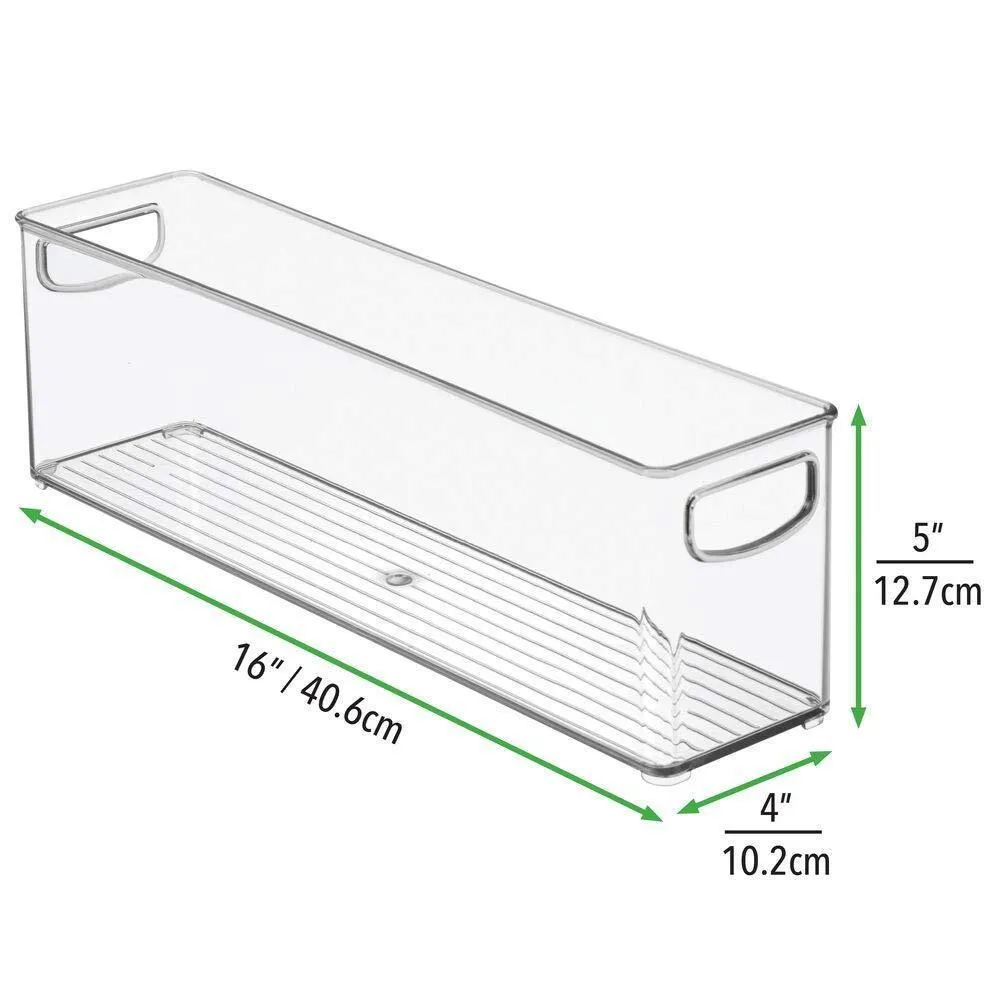 mDesign Plastic Stackable Kitchen Pantry Cabinet, Refrigerator or Freezer Food Storage Bins with Handles - Organizer for Fruit, Yogurt, Snacks, Pasta - BPA Free, 16" Long, 8 Pack - Clear