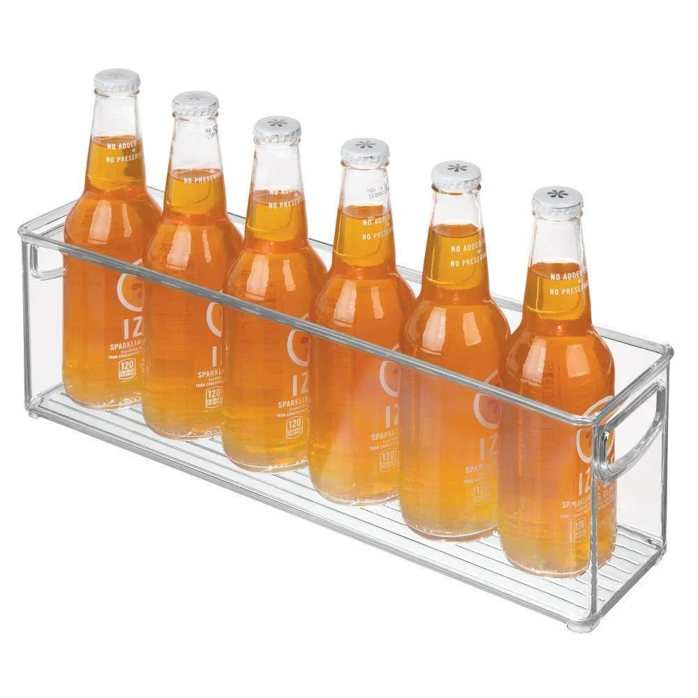mDesign Plastic Stackable Kitchen Pantry Cabinet, Refrigerator or Freezer Food Storage Bins with Handles - Organizer for Fruit, Yogurt, Snacks, Pasta - BPA Free, 16" Long, 8 Pack - Clear