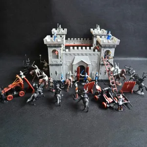 Medieval Castle Toys, Knights Game Soldiers Model Building Playset, Develop Imagination Color Matching Ability Educational Game, DIY Self Assembled Castle Model Set