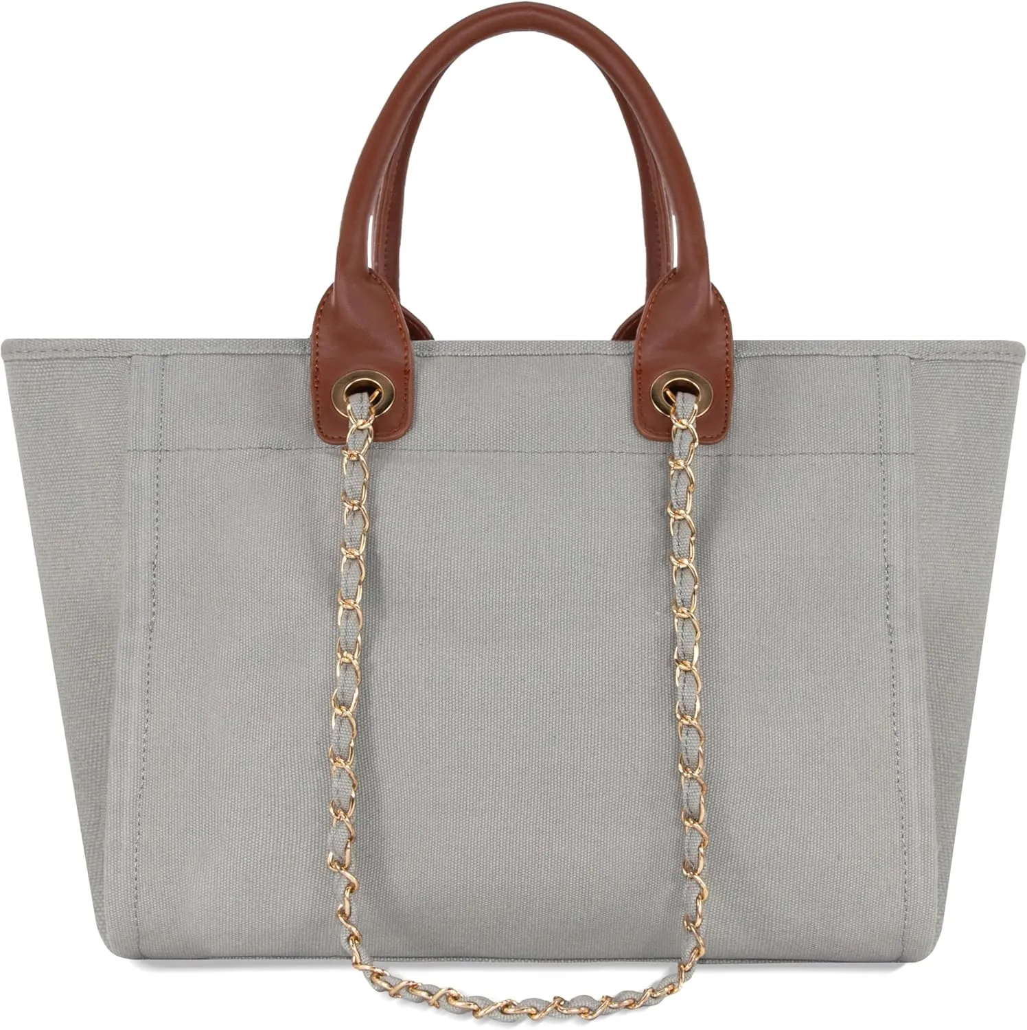 Medium Canvas Tote bag for women Casual Shoulder Work Bag Everything Handbag with Removable Chains