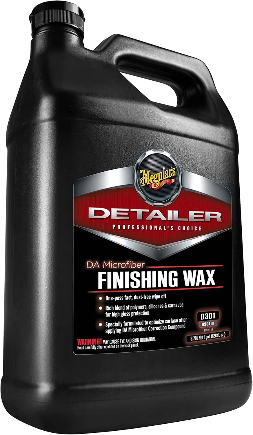 Meguiar's Professional DA Microfiber Finishing Wax D30101 - Pro Car Polish Removes Light Defects while Adding Protection, Ideal for Use on DA Microfiber Finishing Disc and DA Polisher, 128 Oz, 1 Gal