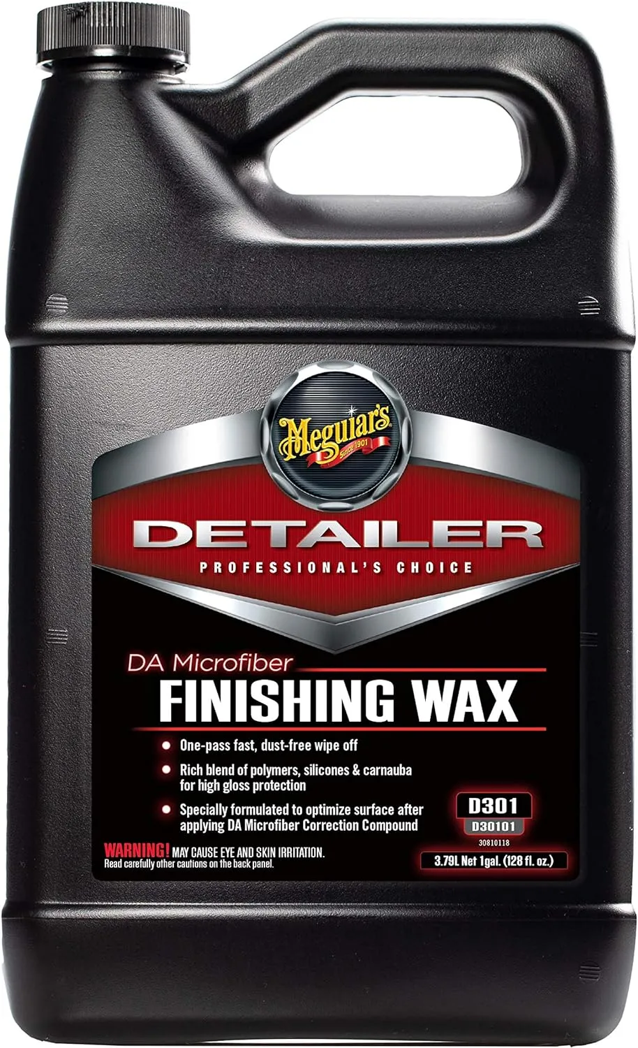Meguiar's Professional DA Microfiber Finishing Wax D30101 - Pro Car Polish Removes Light Defects while Adding Protection, Ideal for Use on DA Microfiber Finishing Disc and DA Polisher, 128 Oz, 1 Gal