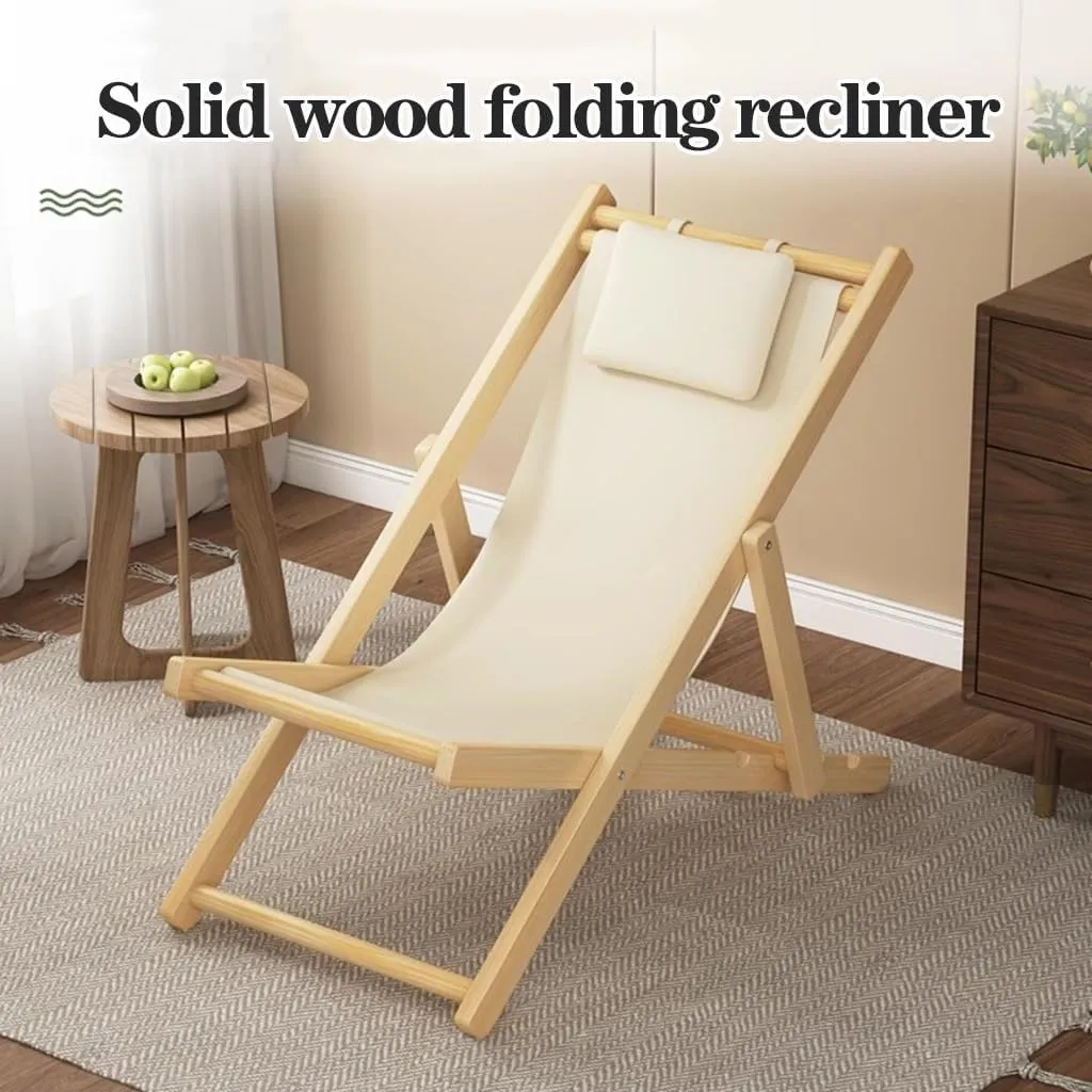 MEHWSUR Beach Chair Recliner Chair Adjustable Lounge Chair Outdoor Folding Portable Sling Chairs with Solid Wood Frame and Canvas,4 Level Height Adjustable(Blue)