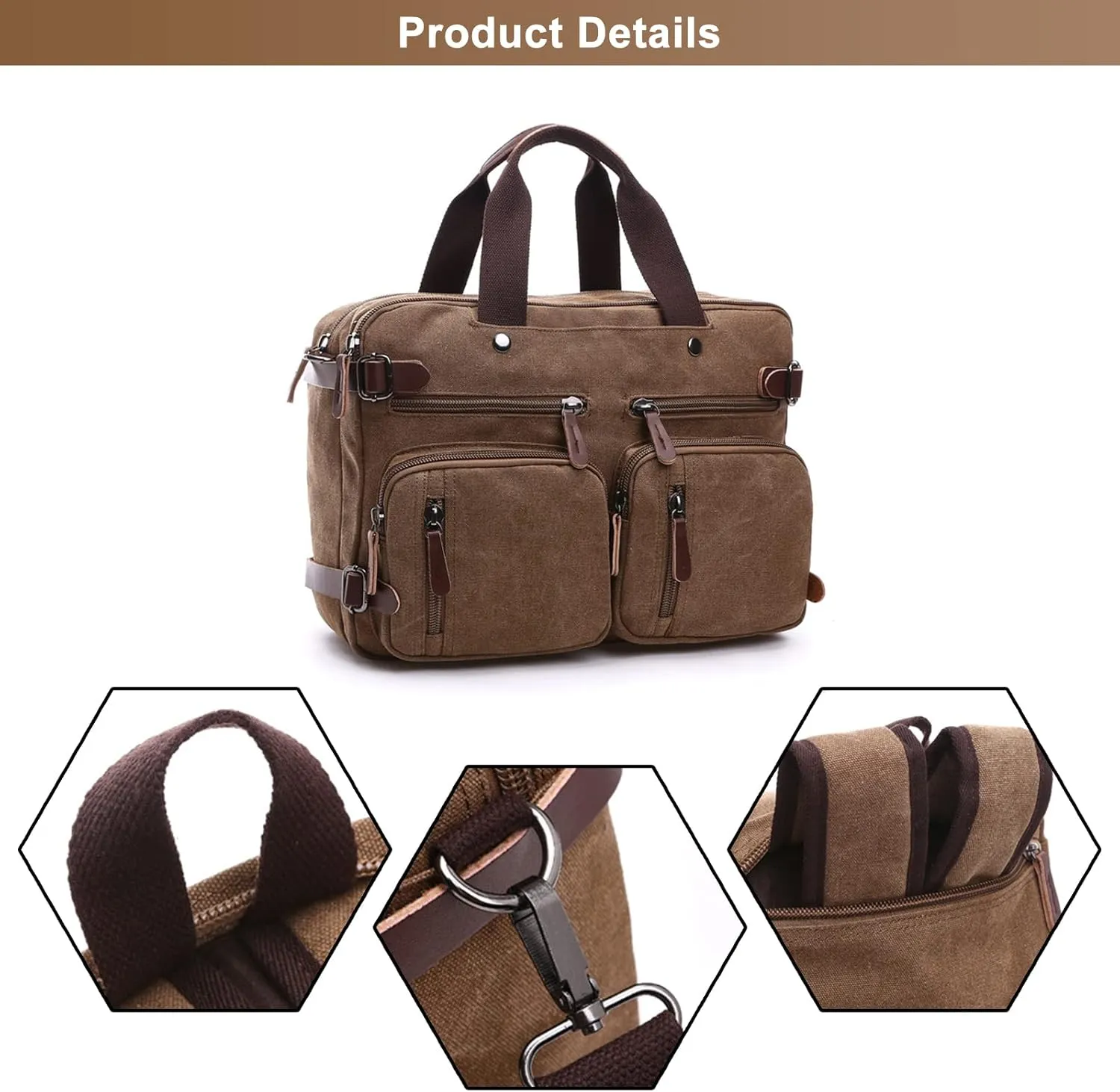 Men's Convertible Handbag Backpack Canvas Business Travel Duffel Bags Vintage Large Capacity Shoulder Bag (Blue)