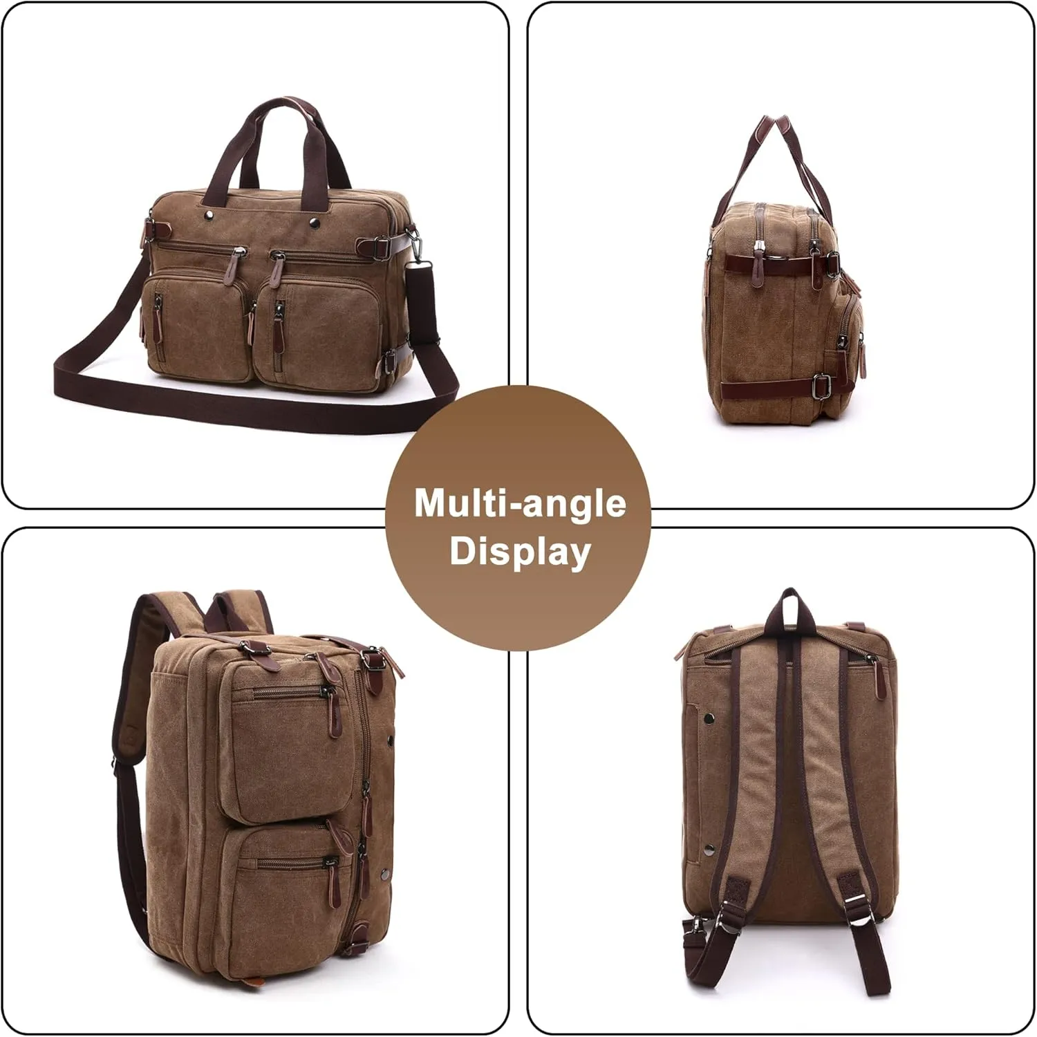 Men's Convertible Handbag Backpack Canvas Business Travel Duffel Bags Vintage Large Capacity Shoulder Bag (Blue)