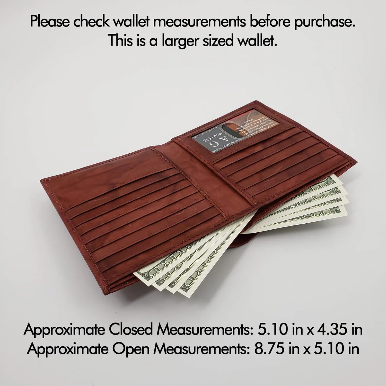 Men's RFID Cowhide Leather European Hipster Bifold Wallet One ID BD