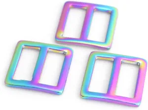 Metal Rainbow Swivel Snaps Hooks with rainbow d rings and Tri-Glides rainbow purse hardware Slide Buckles