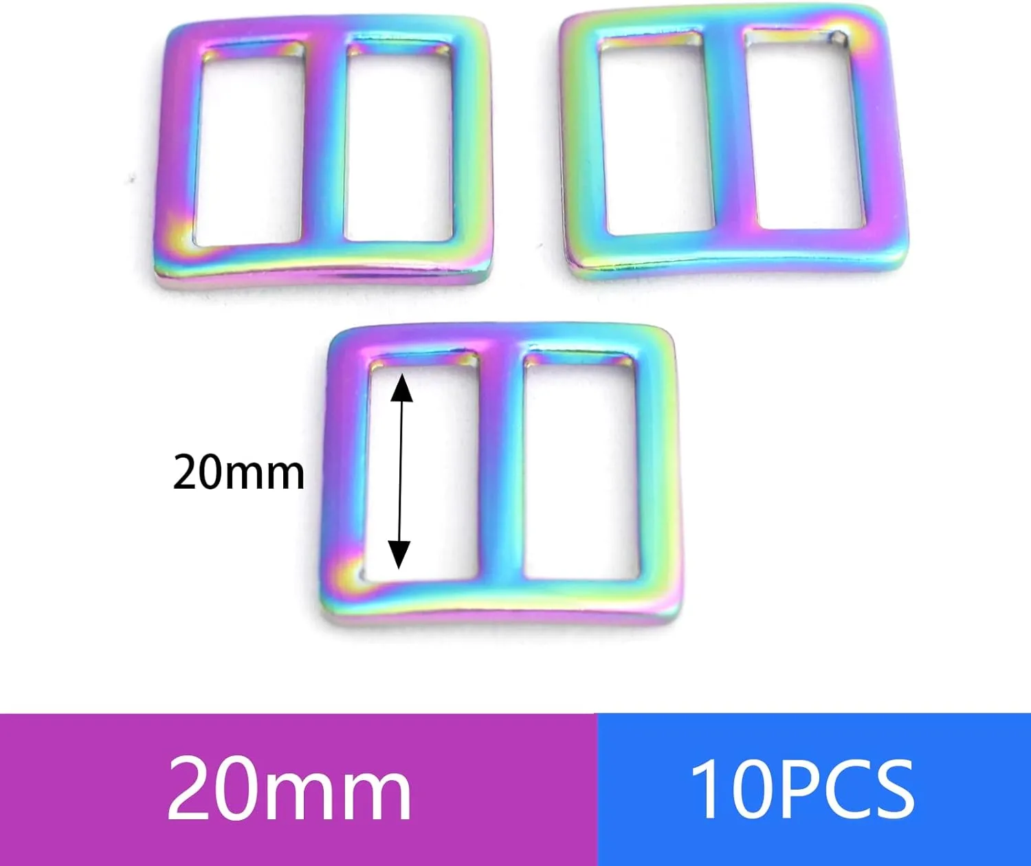 Metal Rainbow Swivel Snaps Hooks with rainbow d rings and Tri-Glides rainbow purse hardware Slide Buckles