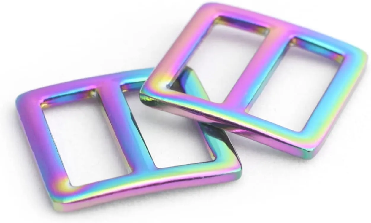 Metal Rainbow Swivel Snaps Hooks with rainbow d rings and Tri-Glides rainbow purse hardware Slide Buckles