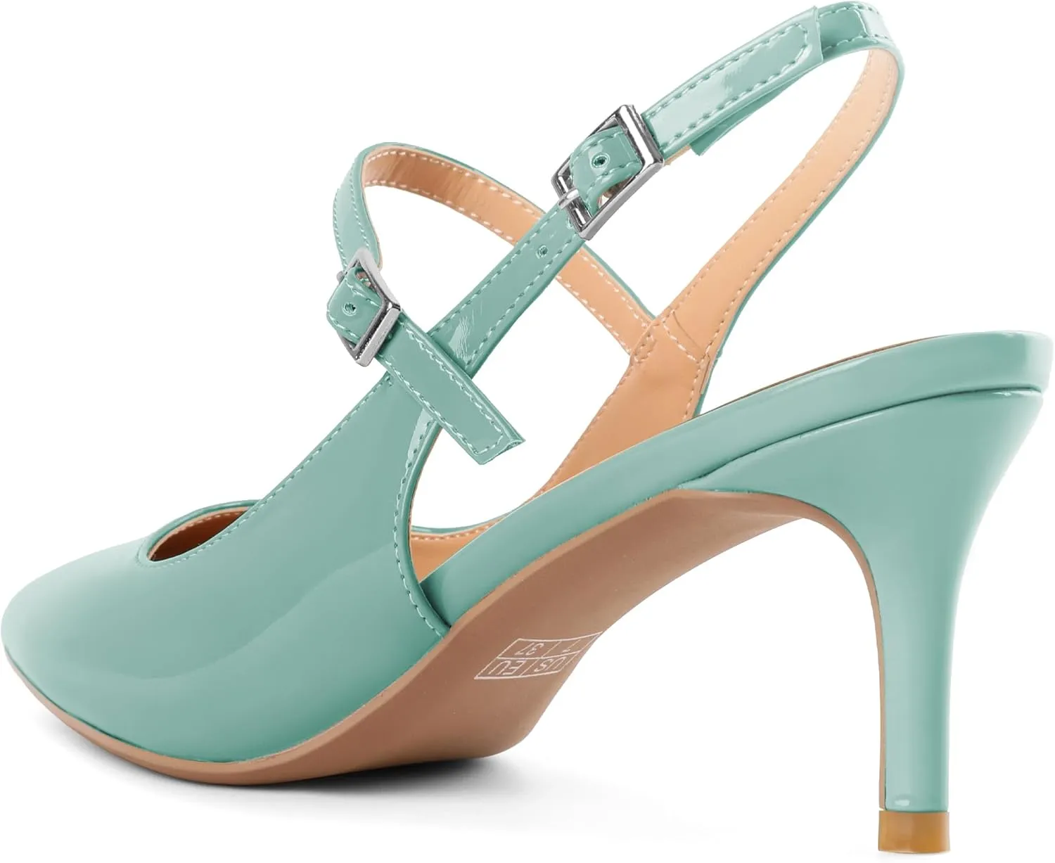 Mettesally Women's Slingback Kitten Heels Pointed Toe Heeled Pumps Ankle Strap Mary Jane Sandals Wedding Party Dressy Shoes