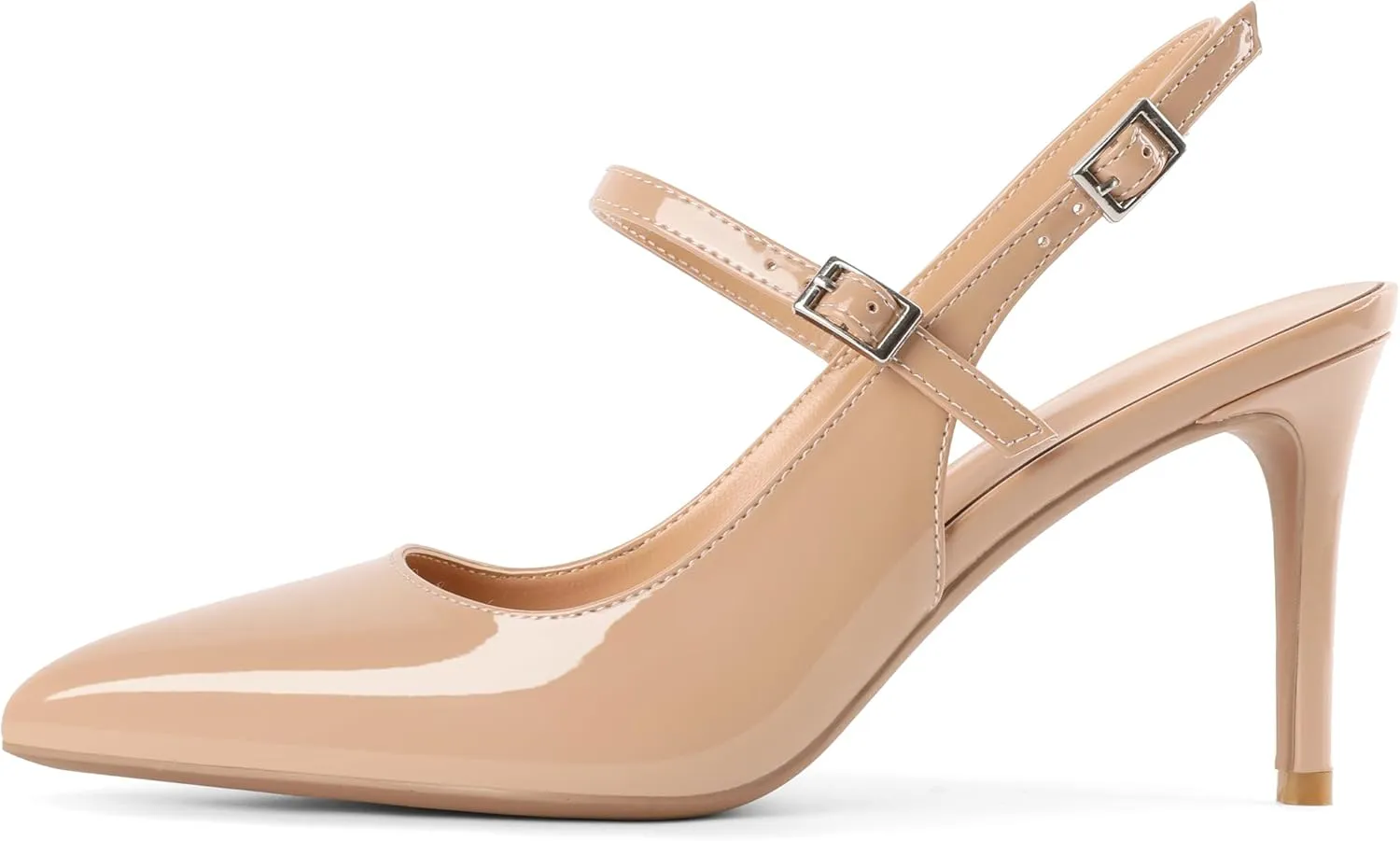 Mettesally Women's Slingback Pumps Stiletto High Heels Closed Pointed Toe Heel Ankle Strap Heeled Sandals Party Office Shoes 3 Inch