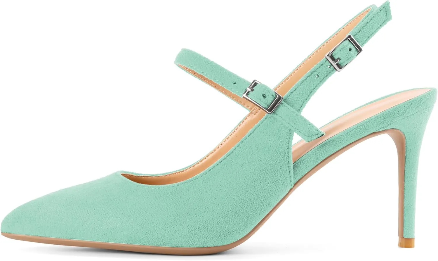 Mettesally Women's Slingback Pumps Stiletto High Heels Closed Pointed Toe Heel Ankle Strap Heeled Sandals Party Office Shoes 3 Inch