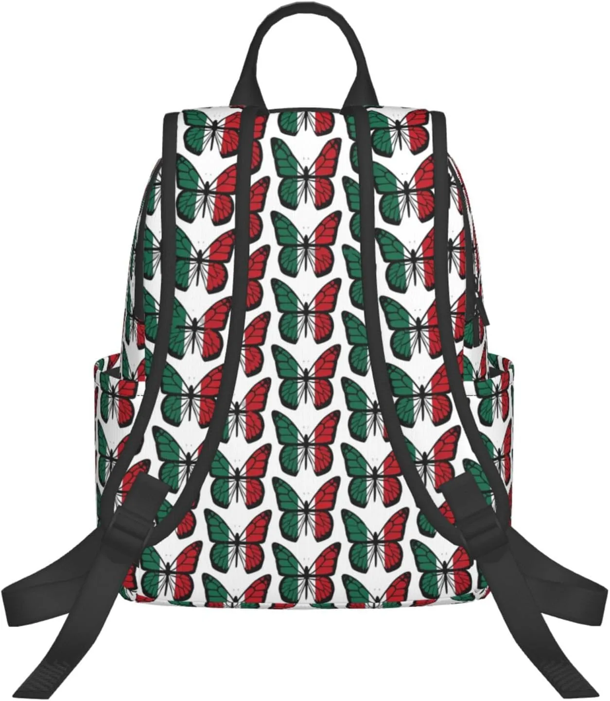 Mexican Flag Butterfly Casual Laptop Backpack Travel Rucksack Sports Daypack Adjustable Strap Bags with Multi-Pockets for Working Running Camping