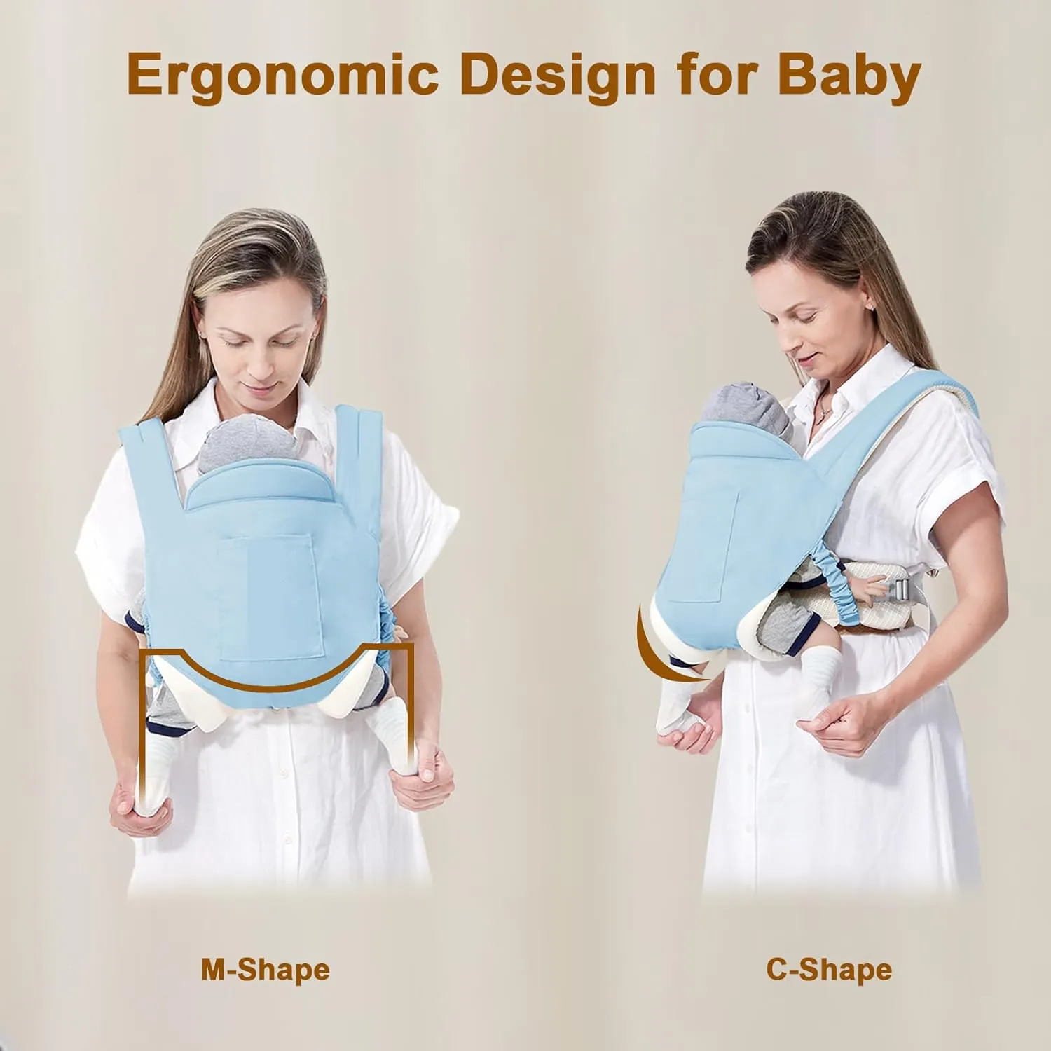 MIAO PAW Baby Sling Carrier - Newborn to Toddler, Breathable Carrier with Adjustable Infant Hip Seat, Nursing Sling Wrap Carries 7-45 Lbs, Blue