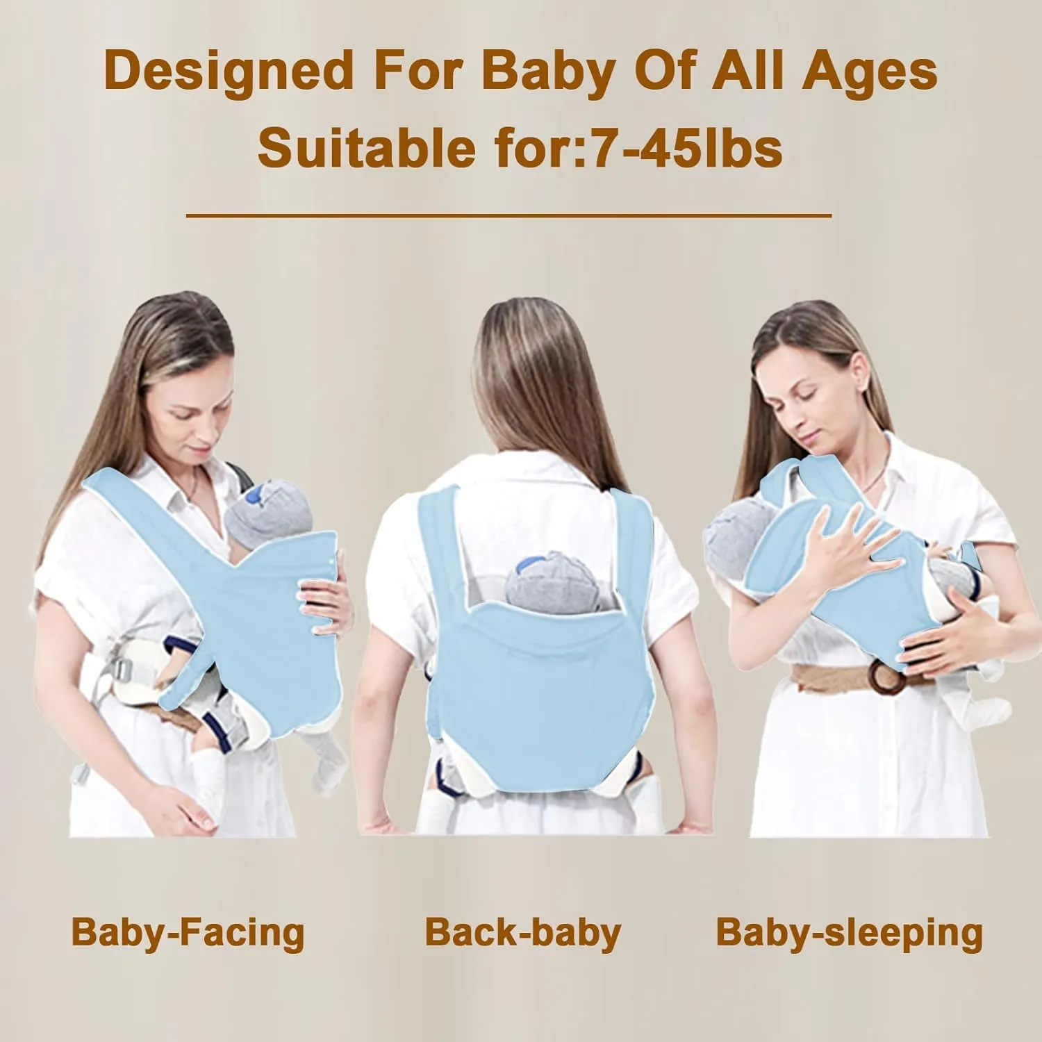 MIAO PAW Baby Sling Carrier - Newborn to Toddler, Breathable Carrier with Adjustable Infant Hip Seat, Nursing Sling Wrap Carries 7-45 Lbs, Blue