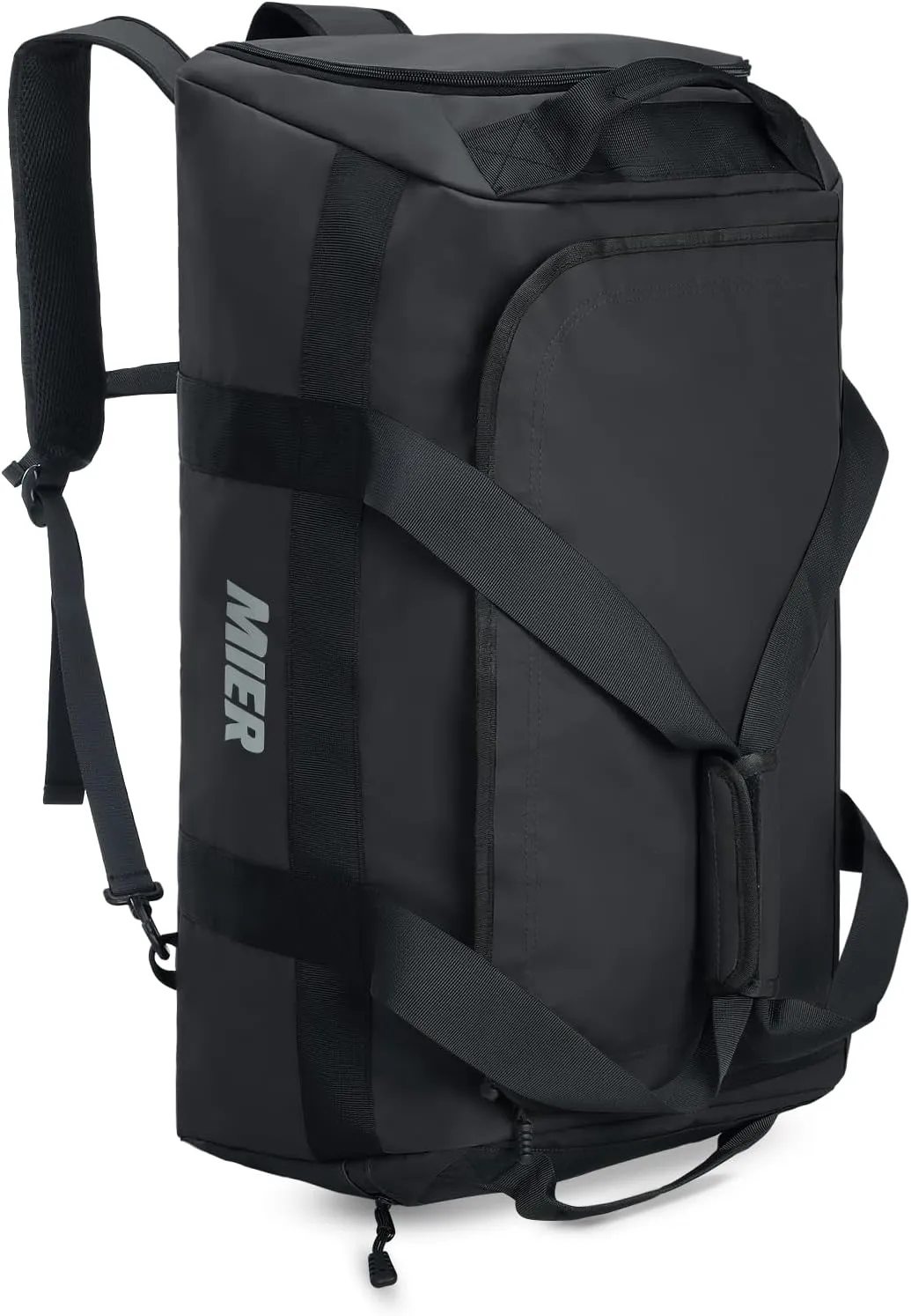 MIER Gym Bag for Men Large Duffel Backpack with Shoe Compartment, 60L Convertible Duffle Bags Weekender Overnight Bag for Gym Sports Travel, Black