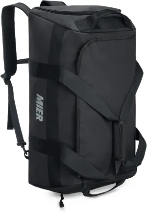 MIER Gym Bag for Men Large Duffel Backpack with Shoe Compartment, 60L Convertible Duffle Bags Weekender Overnight Bag for Gym Sports Travel, Black