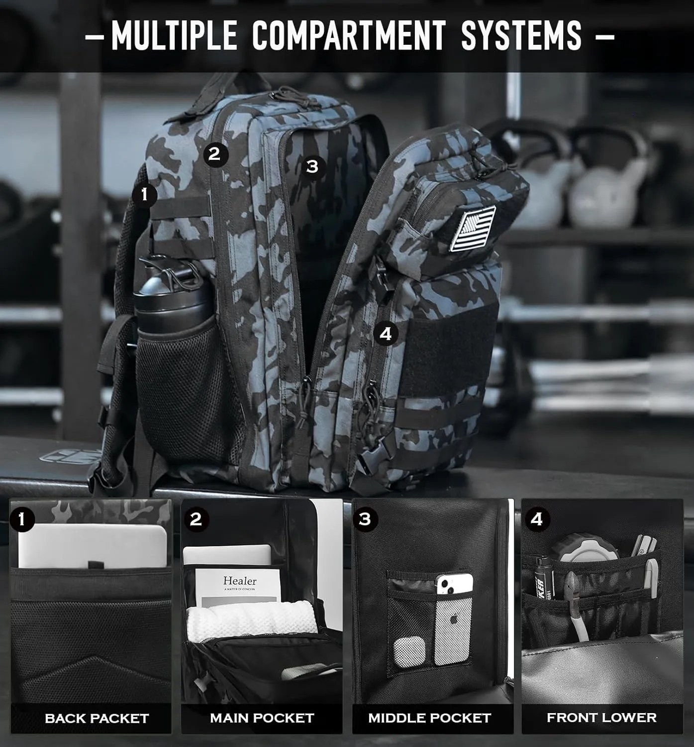 Military Tactical Backpack for Men 45L Molle Army 3 Days Assault Pack Bug Out Bag Water Resistant