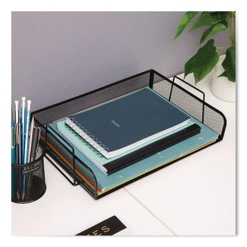 Mind Reader Stackable Paper Desk Tray Organizer, Letter Size, 9.75 x 14 x 3.25, Black, 4/Pack
