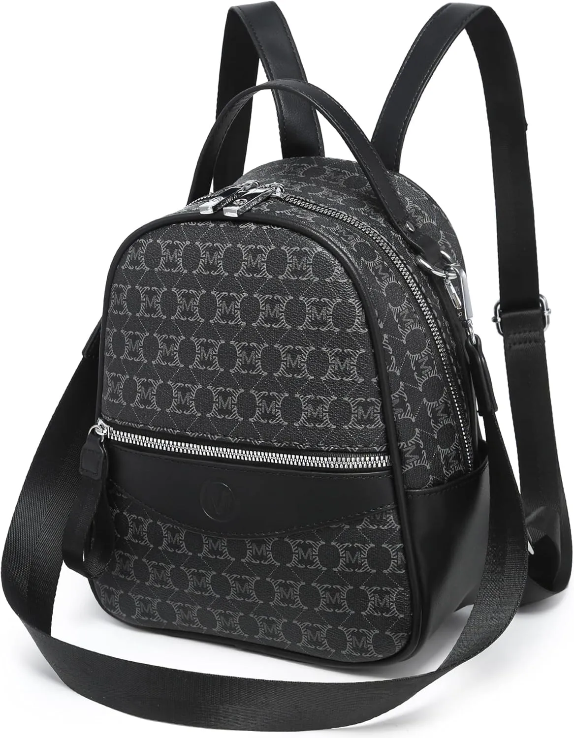 Mini Backpack Purse for Women Multi Pocket Small Backpacks Ladies Convertible Shoulder Handbags Designer Travel Backpack with Wide Strap, Black