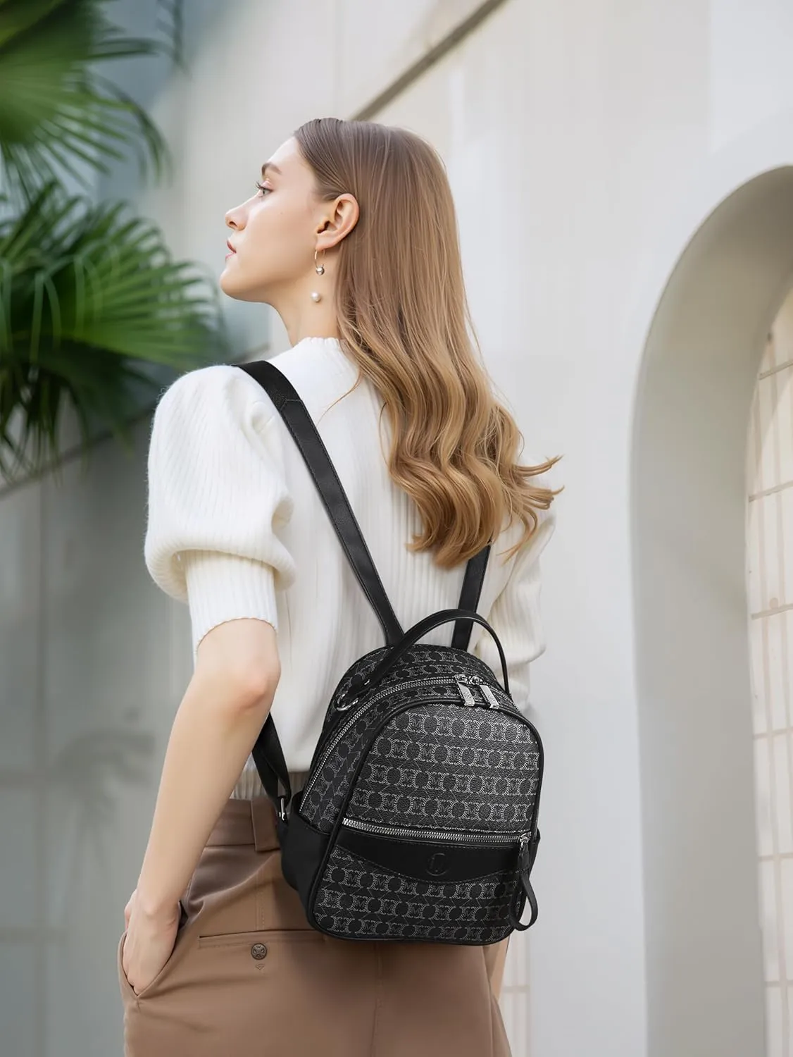 Mini Backpack Purse for Women Multi Pocket Small Backpacks Ladies Convertible Shoulder Handbags Designer Travel Backpack with Wide Strap, Black