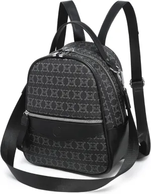 Mini Backpack Purse for Women Multi Pocket Small Backpacks Ladies Convertible Shoulder Handbags Designer Travel Backpack with Wide Strap, Black