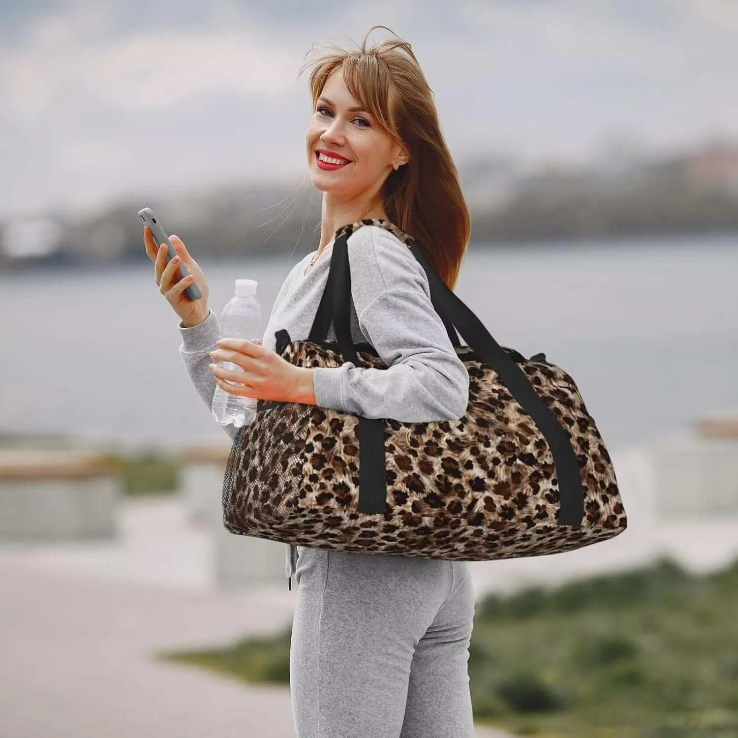 Mini Duffel Bag for Travel Sports Cheetah Animal Lightweight Carry On Bag Brown Leopard Workout Duffle Sports Bag Leopard Cheetahs Luggage Bag