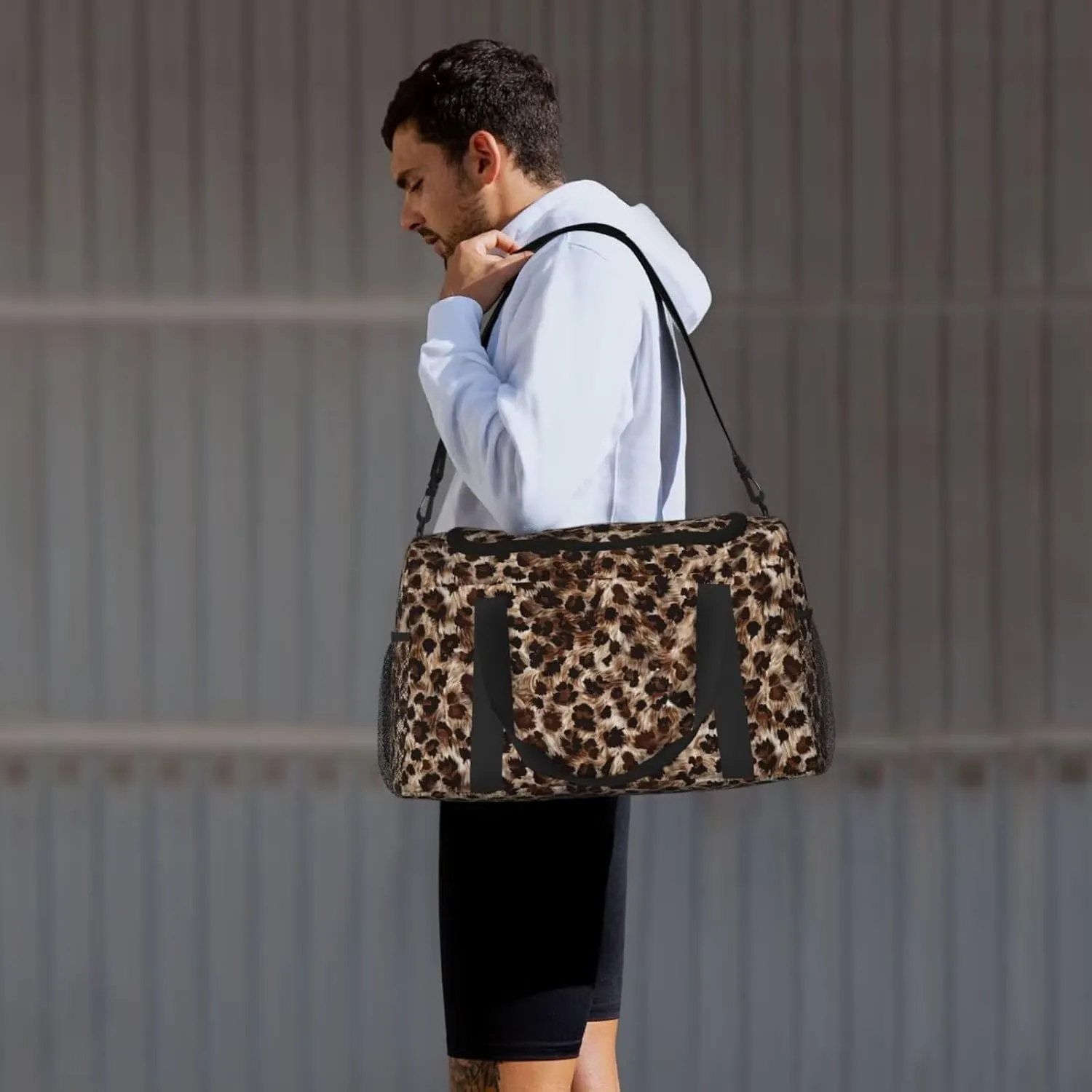 Mini Duffel Bag for Travel Sports Cheetah Animal Lightweight Carry On Bag Brown Leopard Workout Duffle Sports Bag Leopard Cheetahs Luggage Bag