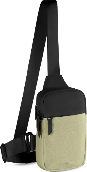 Mini Sling Bag Crossbody Fanny Pack Men & Women - Switchable Strap, RFID Blocking, Water-Repellent,Hidden Pocket - Chest Purse for Travel, EDC, Phone Holder, Small Shoulder pouch (Khaki & Black)