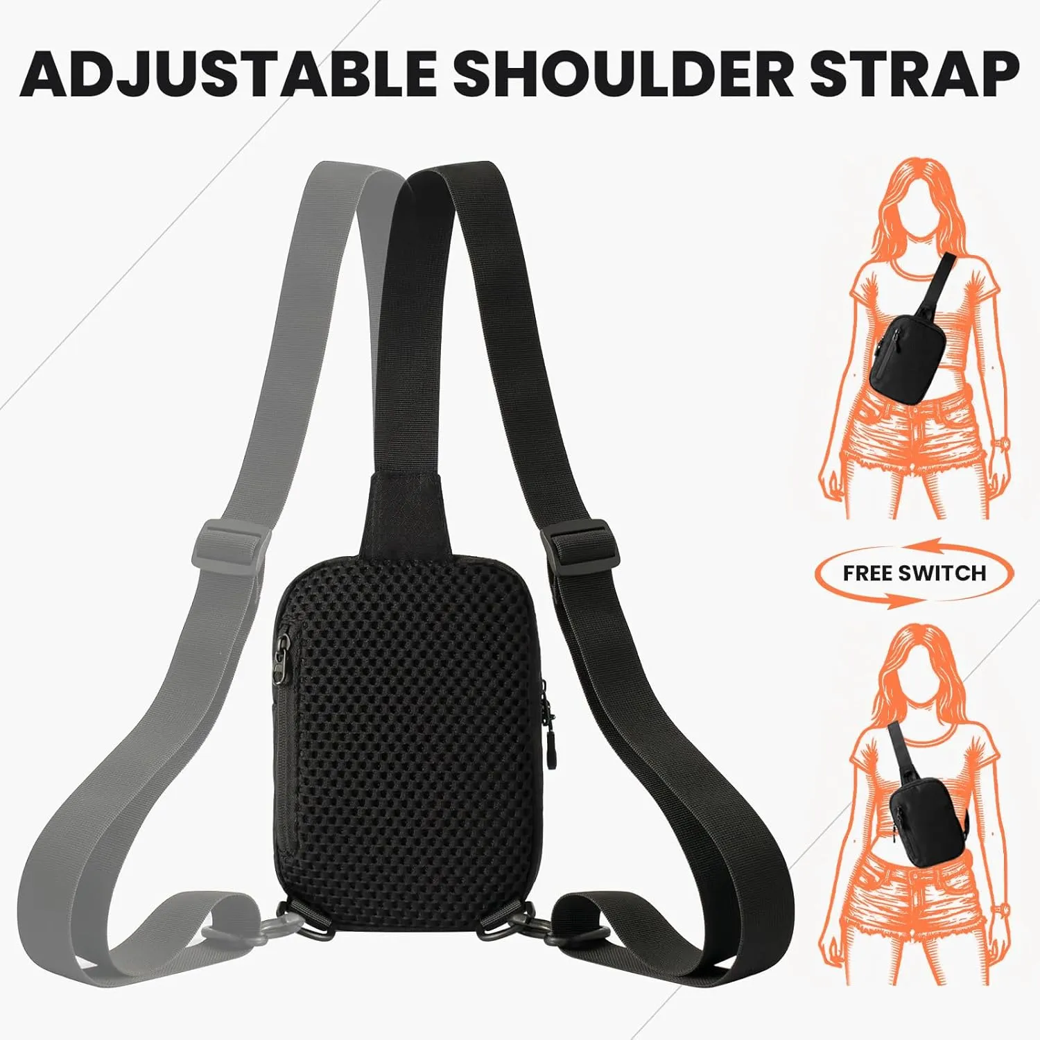MJNUONE Lightweight Mini Sling Bag for Unisex Waterproof Travel Hiking Small Crossbody bags Everyday use Multiple Pouch