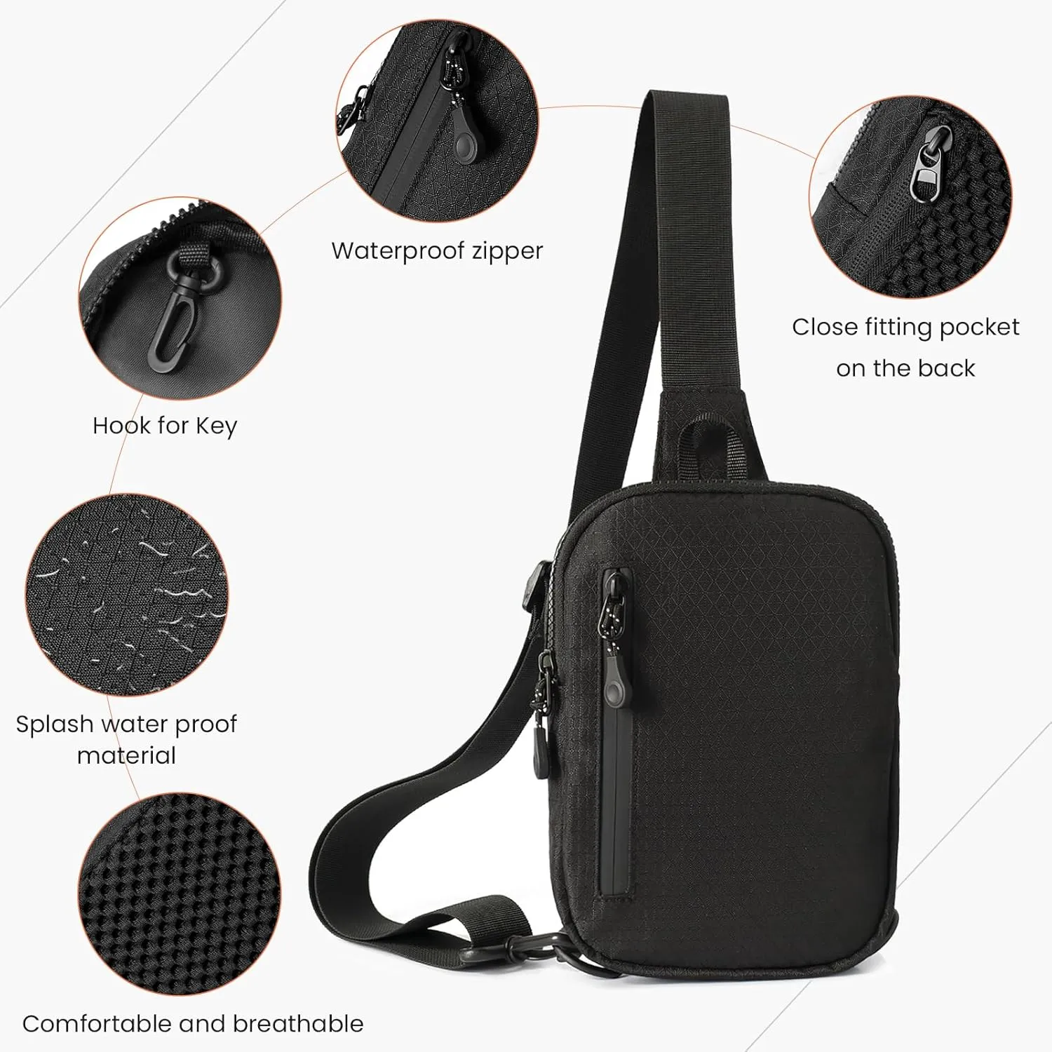 MJNUONE Lightweight Mini Sling Bag for Unisex Waterproof Travel Hiking Small Crossbody bags Everyday use Multiple Pouch