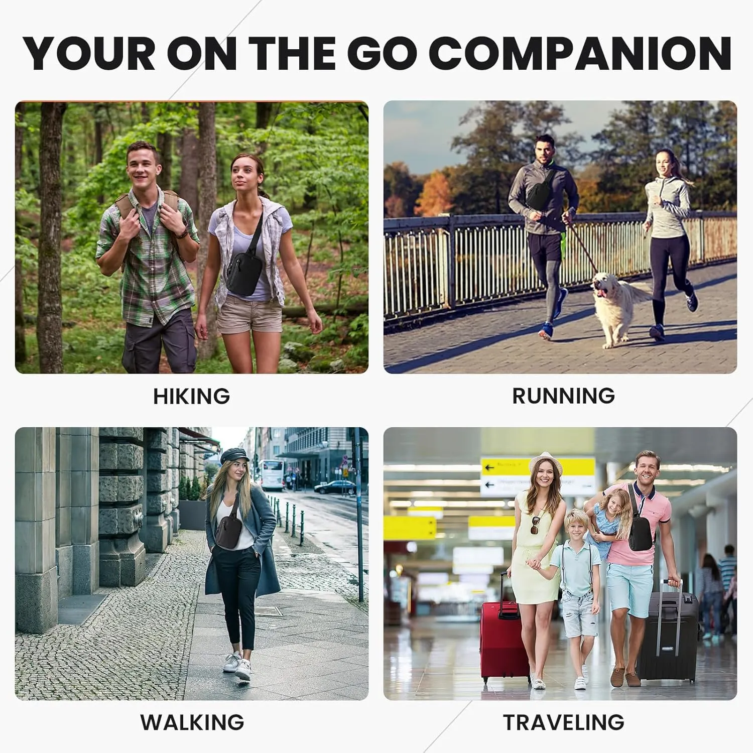 MJNUONE Lightweight Mini Sling Bag for Unisex Waterproof Travel Hiking Small Crossbody bags Everyday use Multiple Pouch