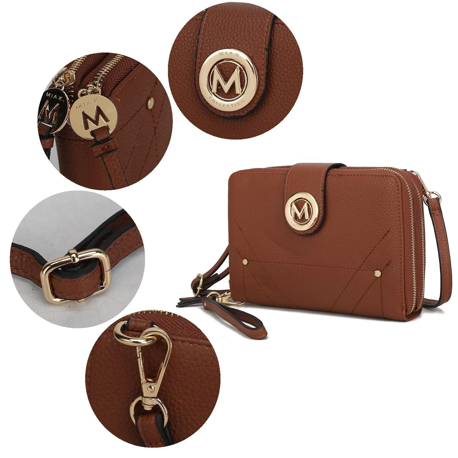 MKF Collection Sage Cell phone Wallet Crossbody Handbag with Optional Wristlet by Mia K