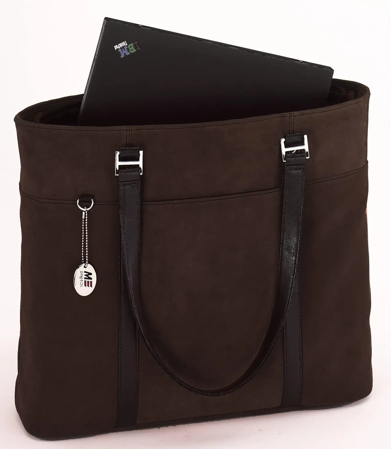 Mobile Edge 17.3 Inch Ultra Laptop Computer Tote Shoulder Bag Purse for Women, Compatible with Notebooks 15-17.3 Inch, Chocolate Suede, METL08