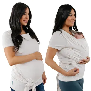 Moby Bump & Beyond T-Shirt Baby Wrap Carrier, Ivory – Size 1 (Small),Versatile Support Wrap for Pregnant Mothers, Sling Carrier for Infants, Carries Babies up to 19.8lbs (8–12 Months)