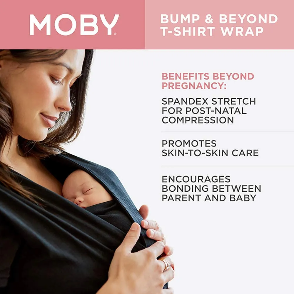 Moby Bump & Beyond T-Shirt Baby Wrap Carrier, Ivory – Size 1 (Small),Versatile Support Wrap for Pregnant Mothers, Sling Carrier for Infants, Carries Babies up to 19.8lbs (8–12 Months)