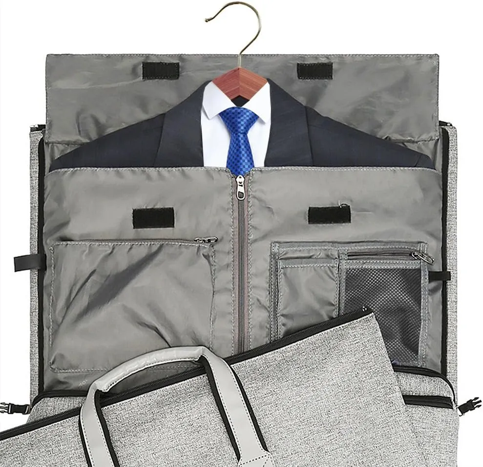 Modoker Convertible Garment Bag with Shoulder Strap, Carry on Garment Duffel Bag for Men Women - 2 in 1 Hanging Suitcase Suit Travel Bags (Grey)