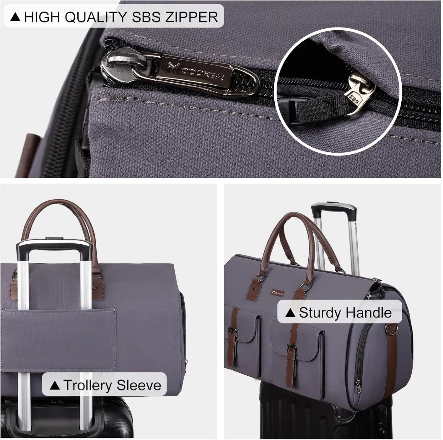 Modoker Garment Convertible Weekender Bag,Carry on Canvas Garment Duffle Bag Heavy Duty Overnight Bags for Men Women