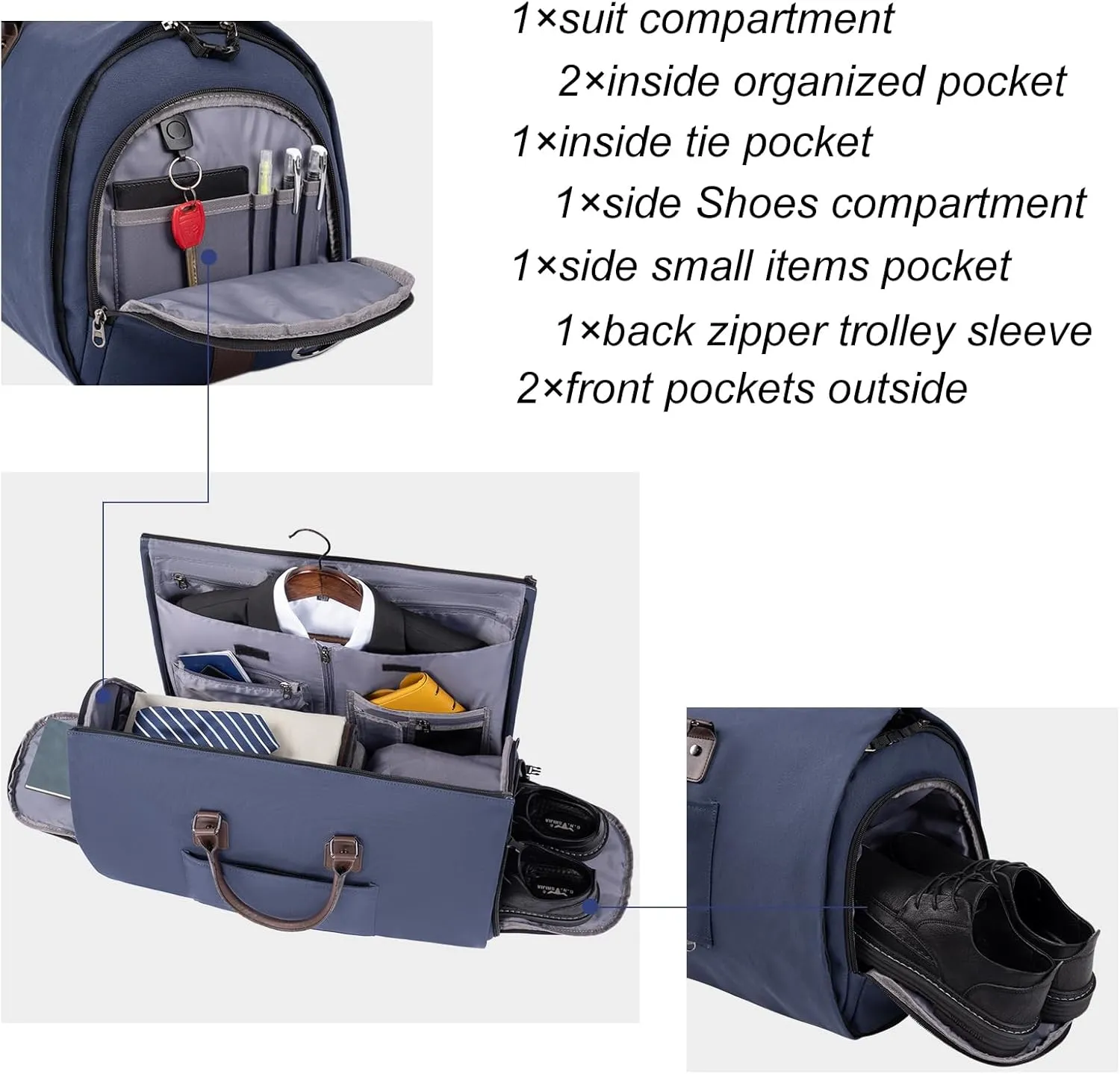 Modoker Garment Convertible Weekender Bag,Carry on Canvas Garment Duffle Bag Heavy Duty Overnight Bags for Men Women