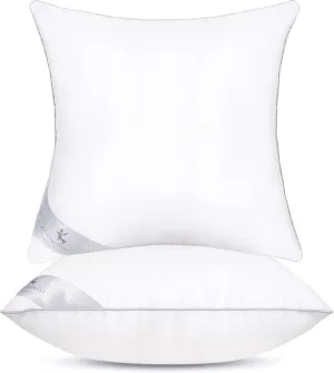 MONDAY MOOSE Throw Pillow Inserts, Set of 2 White Soft Microfiber Piping Designs, Square Pillows for Bed, Couch, Sofa (2-Pack, 18x18 inch)
