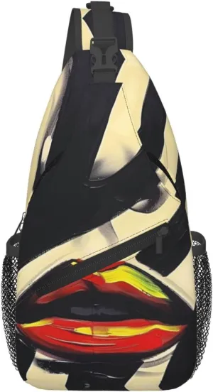 Monochrome artwork Cross Chest Bag Diagonally Men Women Crossbody Shoulder Bag Casual Fashion Travel Bag Sling Backpack